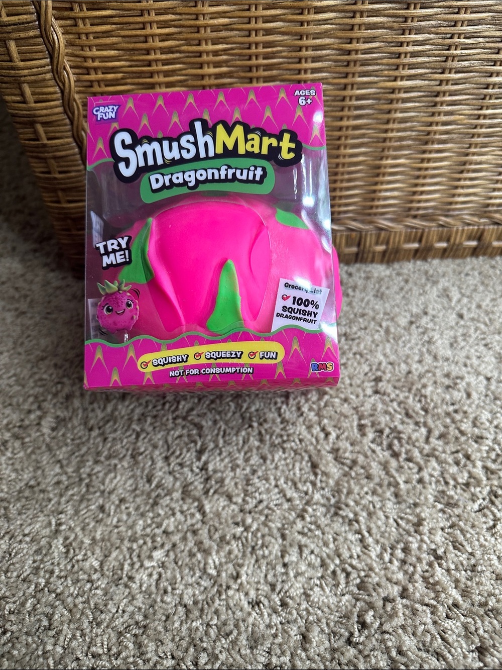 Dragonfruit Squishy Toy - Bright Pink with Green Accents